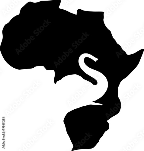 Vektor Silhouette Afrika mit Elefantenkopf und Rüssel - Abstraktes Design Element - Kunst - Landkarte Icon photo