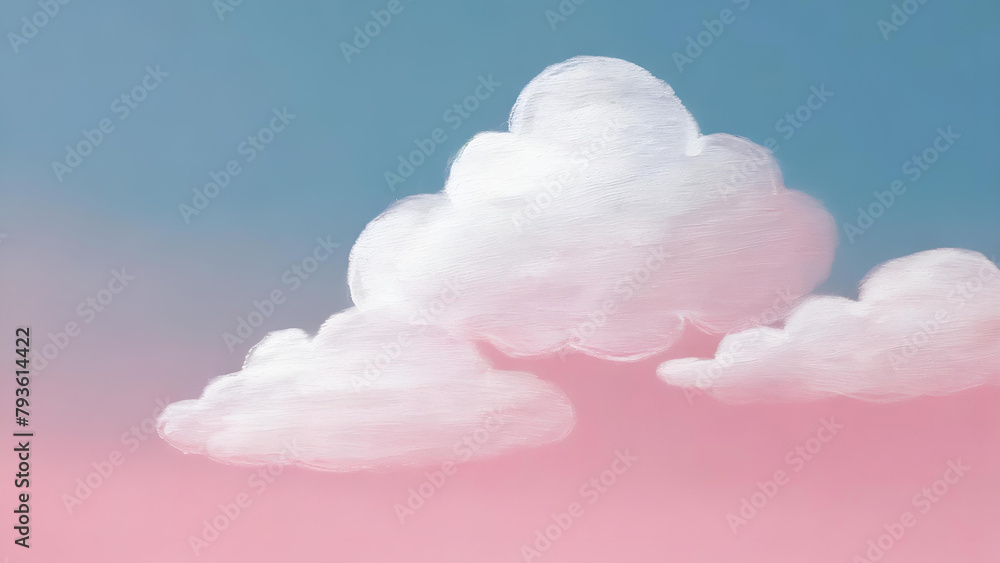 핑크색 배경의 파란 하늘 구름