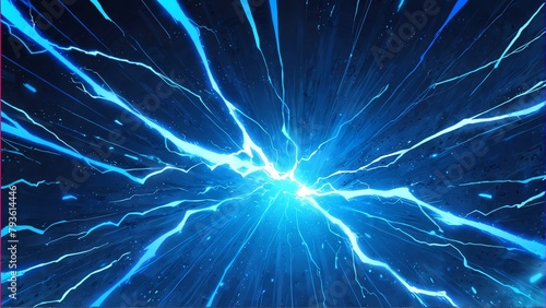 abstract blue lightning sparks effects anime cartoon style background from Generative AI