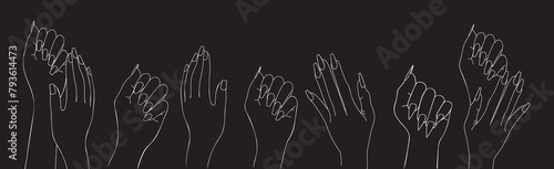 elegant female hands on black background vector sketch set photo