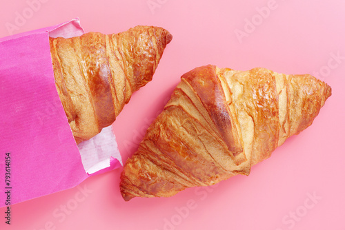 Croissants in a pink bag