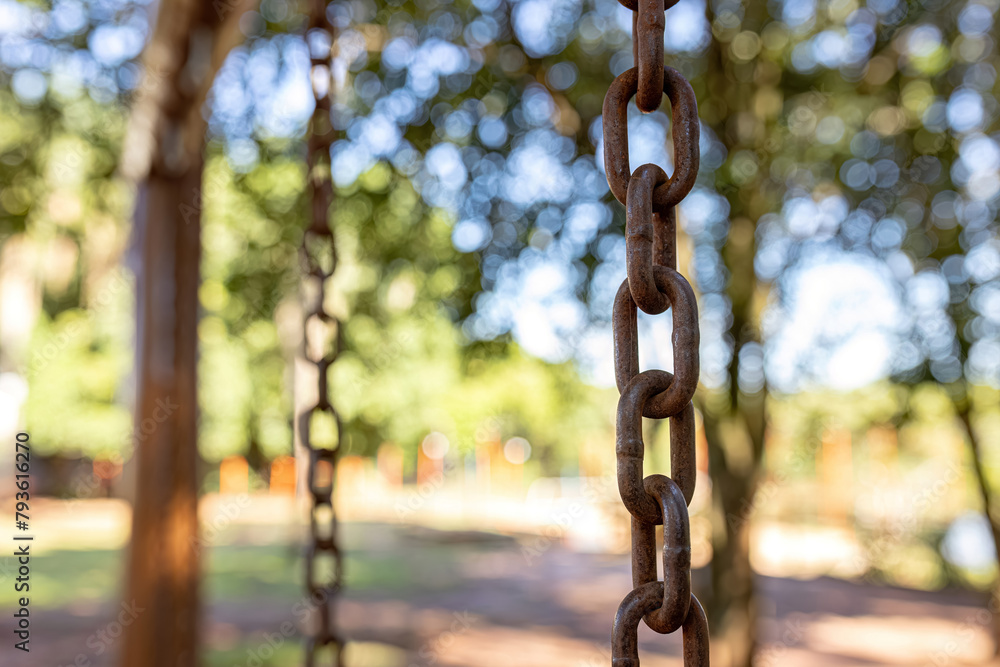 swing steel chain suspended in playground swing steel chain suspended in playground