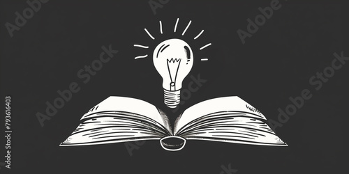 The Power of Knowledge: Hand-Drawn Lightbulb Over an Open Book