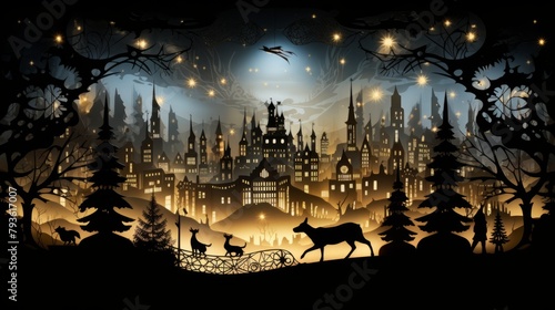Magical christmas scenes illuminated by stunning silhouettes
