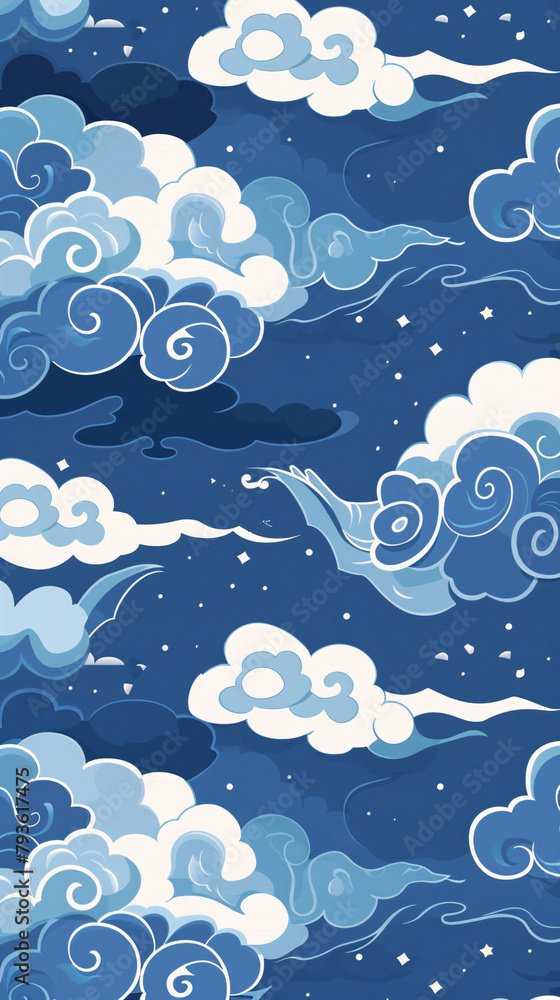 a blue and white cloud with clouds in the sky. a blue and white cloud with clouds in the sky.