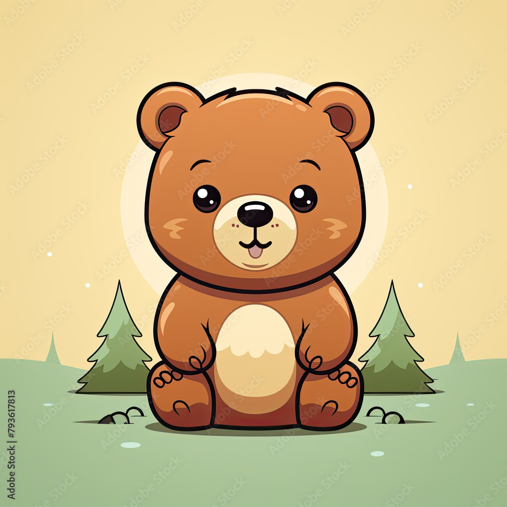 Obraz premium cute bear on light background