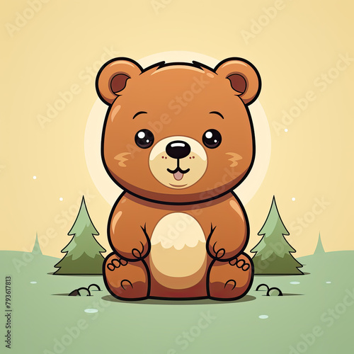 cute bear on light background