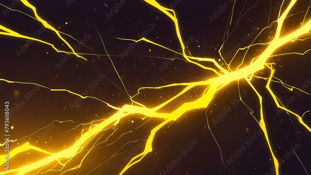 Fototapeta premium abstract yellow lightning sparks effects anime cartoon style background from Generative AI