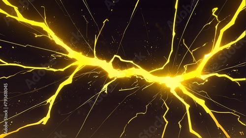 abstract yellow lightning sparks effects anime cartoon style background from Generative AI