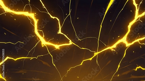 abstract yellow lightning sparks effects anime cartoon style background from Generative AI