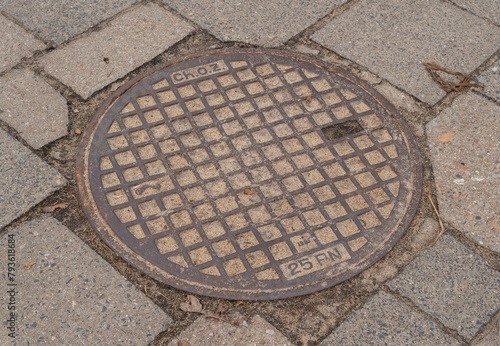 manhole cover in the street