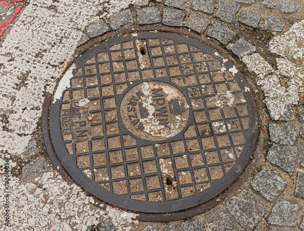 manhole cover in the city
