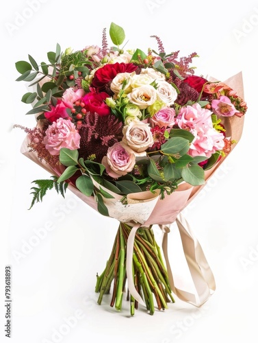 Close up of bridal bouquet  flower bouquets at the florist shop flowers in white orose tones photo