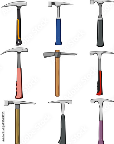 masons hammer set cartoon. masonry carpentry, craftsmanship trade, site worker masons hammer sign. isolated symbol vector illustration