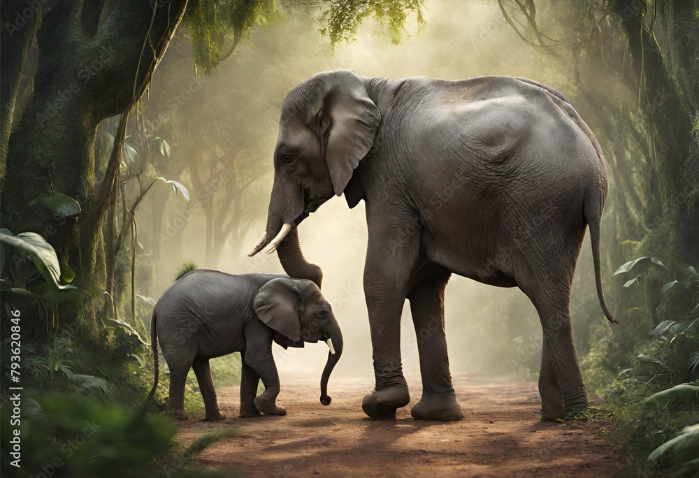 Fototapeta premium elephants in the wild