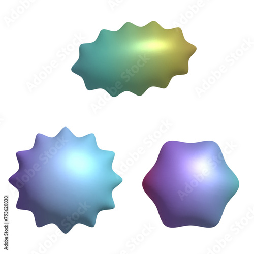 Set of multi color Inflatable 3d Y2k Balloon Inflated shapes, abstract, cute plastic elements. Rainbow color fluid objects. Bubbly, Y2k, balloon, three-dimensional, Vector illustration.