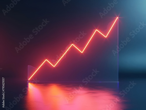 Glowing Line Chart with Rising Graph and Dark Background - Data Visualization, Financial Growth, Market Trends - Finance, Data Analysis