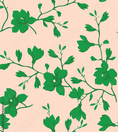 Big flowers pattern, upscale floral pattern. graphical textures floral, trendy colors pattern , flowers background with leaves. vector illustration.