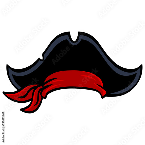 Pirate Hat Red Bandana Vector Illustration