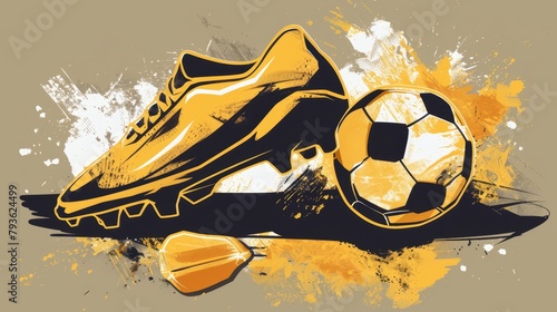 An elegant graphic of a golden boot and a football, symbolizing the race for the top scorer of the tournament.  photo