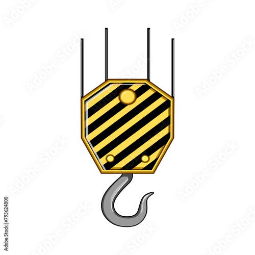 equipment crane hook cartoon. heavy construction, industrial safety, load hoist equipment crane hook sign. isolated symbol vector illustration
