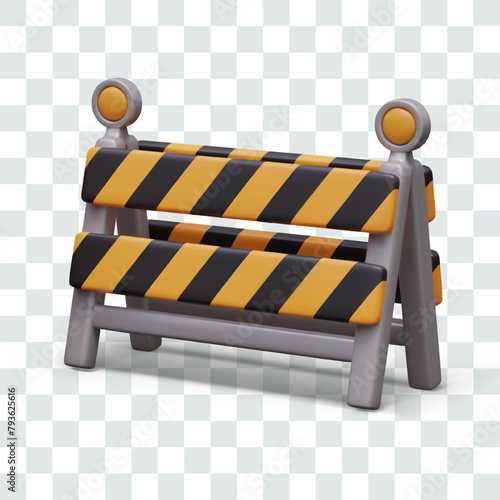 Portable temporary barrier for fencing dangerous area. Folding road barricade
