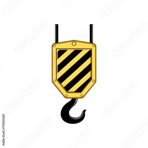 safety crane hook cartoon. load hoist, rigging steel, manufacturing engineering safety crane hook sign. isolated symbol vector illustration