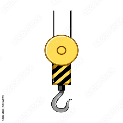 hoist crane hook cartoon. rigging steel, manufacturing engineering, overhead capacity hoist crane hook sign. isolated symbol vector illustration