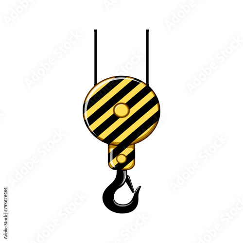 rigging crane hook cartoon. steel manufacturing, engineering overhead, capacity boom rigging crane hook sign. isolated symbol vector illustration
