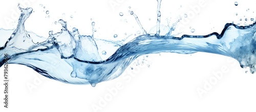 Close up of water splash on electric blue background, resembling art event