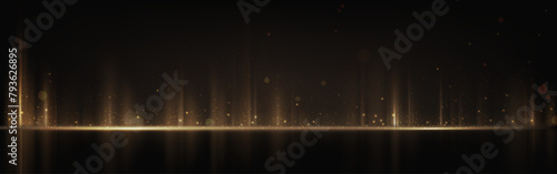 Vertical gold line light and speed flare effect. Golden laser spark on floor vector background. Flash neon shine with yellow projection. Abstract luxury string pattern for nightclub performance