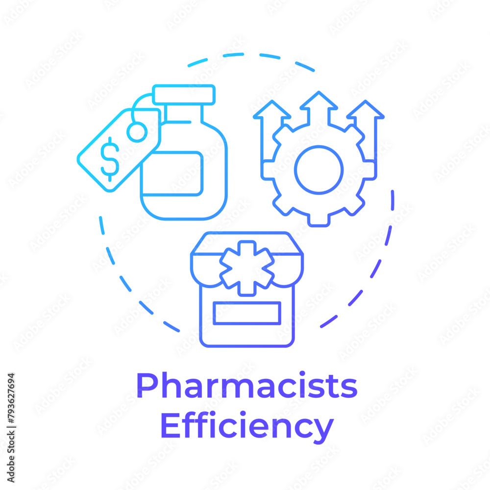 Pharmacists efficiency blue gradient concept icon. Efficiency increase, chemist shop. Round shape line illustration. Abstract idea. Graphic design. Easy to use in infographic, article