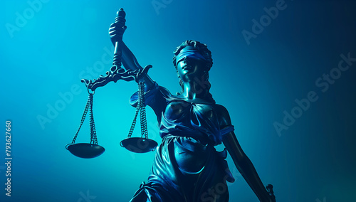 Underwater Majesty of Lady Justice with Scales in Blue Ambiance © artefacti