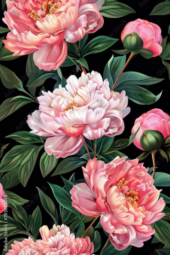 Fototapeta premium Peonies Flowers greeting card, wallpaper