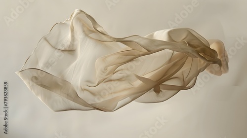 Floating beige fabric. Abstract Background.