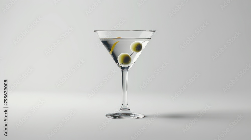 Classic martini cocktail in a martini glass. on a white background Classic martini cocktail in a martini glass. on a white background