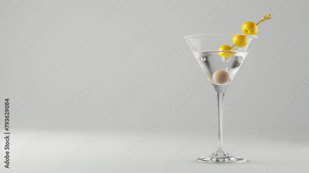 Classic martini cocktail in a martini glass. on a white background Classic martini cocktail in a martini glass. on a white background