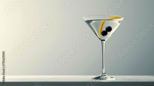 Classic martini cocktail in a martini glass. on a white background