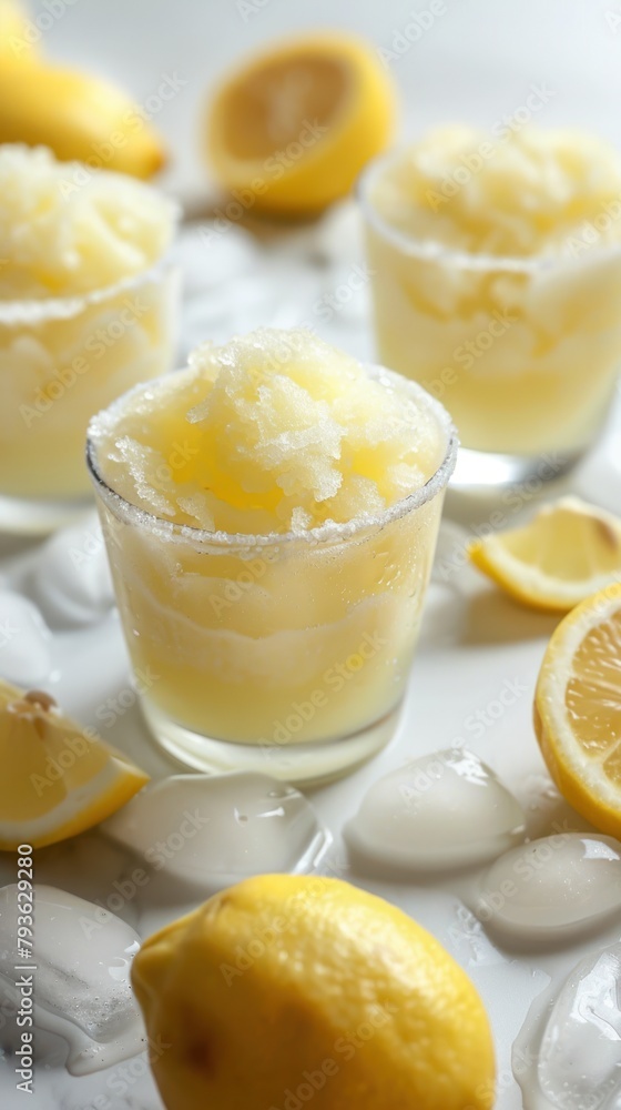close-up shot frozen lemonade table close-up shot frozen lemonade table