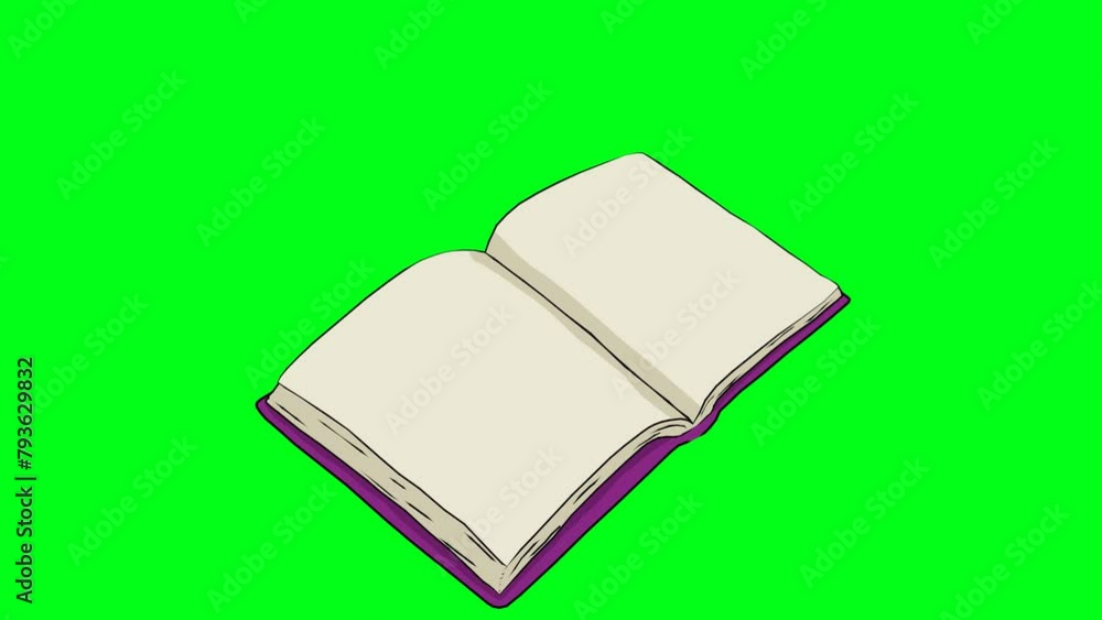 2d animated cartoon opening of a magic book with a purple cover on which science book is writtenon it. its paper pages are flipped in green screen chroma key. 2d animated cartoon opening of a magic book with a purple cover on which science book is writtenon it. its paper pages are flipped in green screen chroma key.
