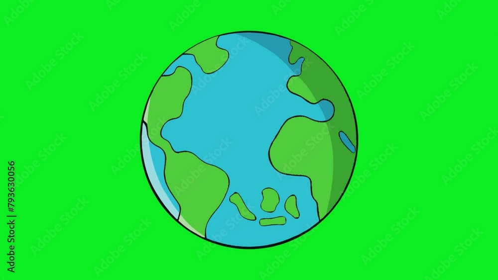 2d animated cartoon rotation of the earth or the planet earth in space around itself. good for motion graphics green screen chroma key. 4K resolution. 2d animated cartoon rotation of the earth or the planet earth in space around itself. good for motion graphics green screen chroma key. 4K resolution.