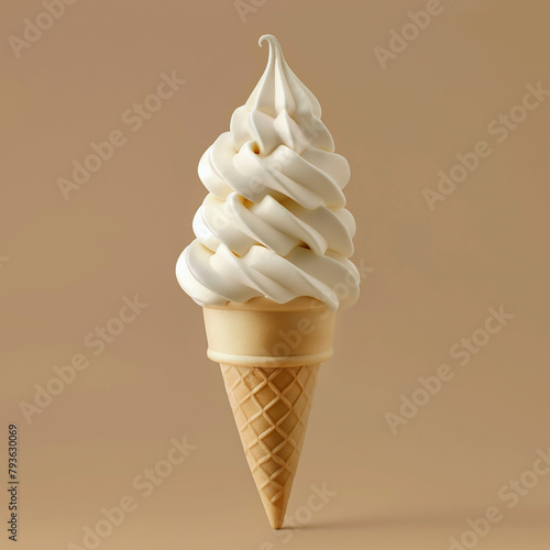 Wallpaper Mural Ice cream cone vanilla on beige background Torontodigital.ca