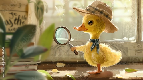 Little duckling detective, Beatrice Alemagna s touch, magnifying glass in wing, adorable sleuthing