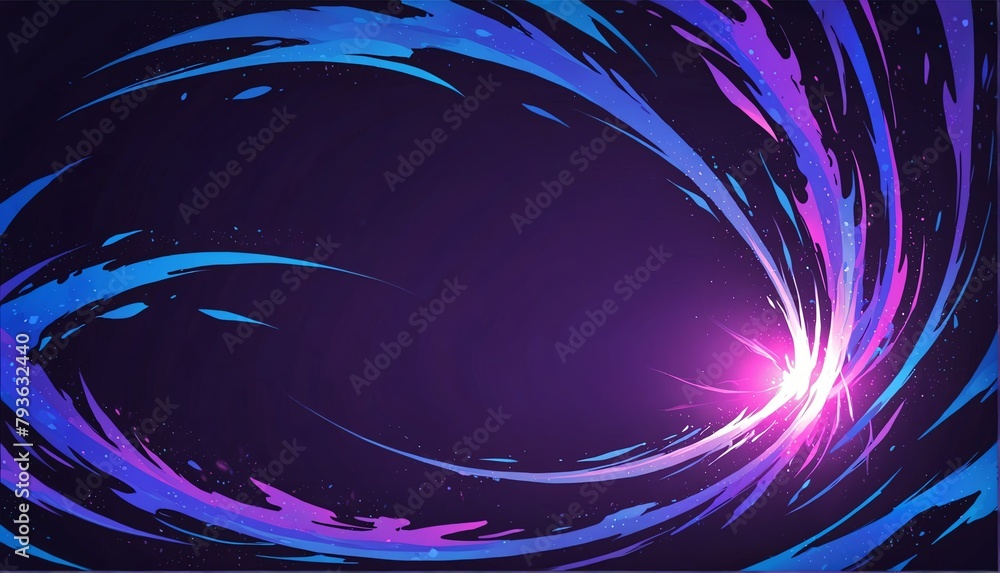 Obraz premium abstract blue to purple gradient spiral flame burning sparks effects anime cartoon style background from Generative AI