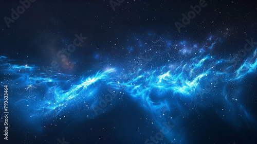 A blue and white space with a lot of stars and clouds