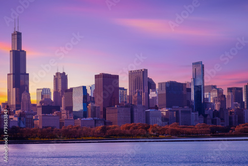 Chicago  waterfront and skyline, Illinois, USA