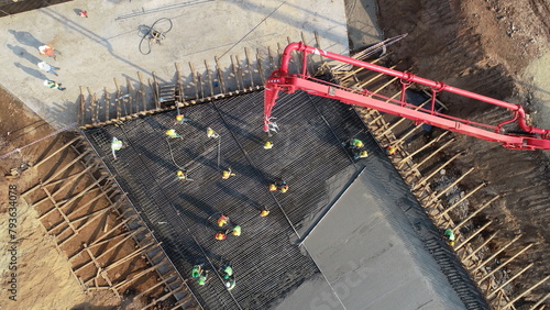 Concrete work with, concrete pump