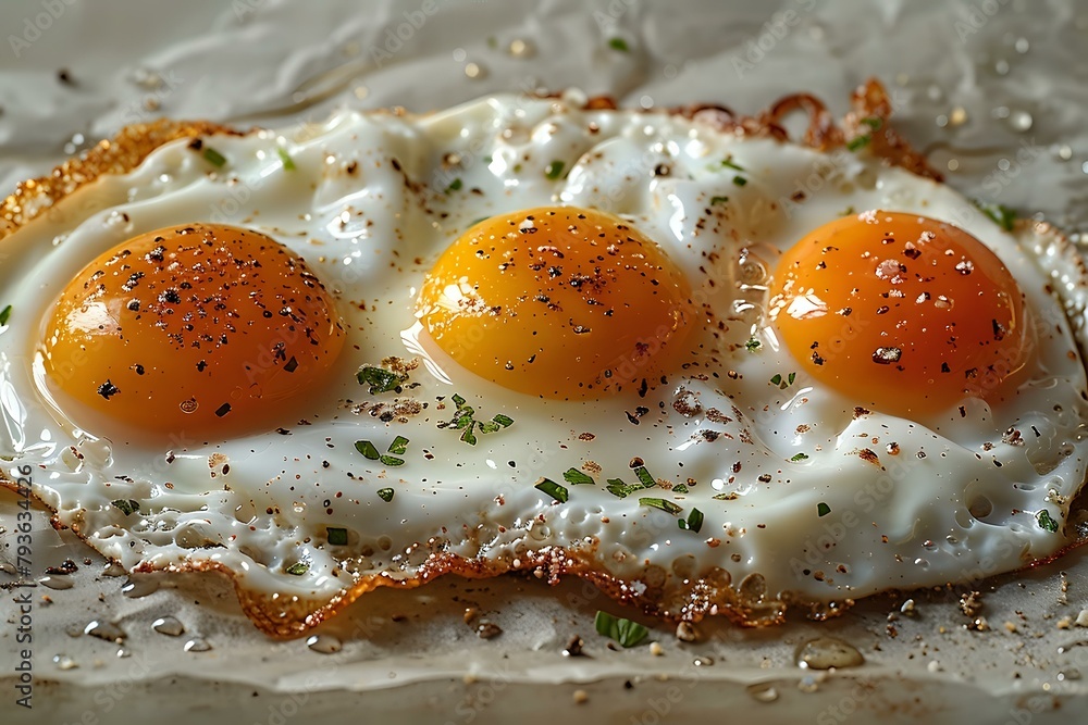 Intimate and Minimalist: A Close-Up of Three Fried Eggs Intimate and Minimalist: A Close-Up of Three Fried Eggs