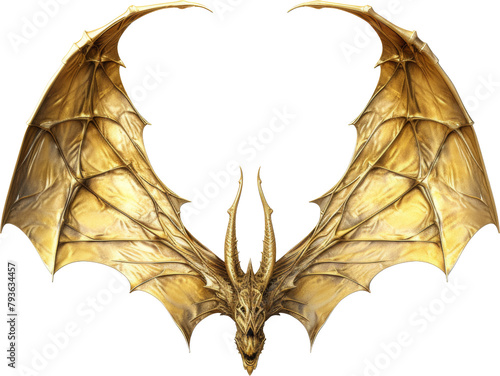 dragon wings made of gold,golden dragon wings isolated on white or transparent background,transparency 