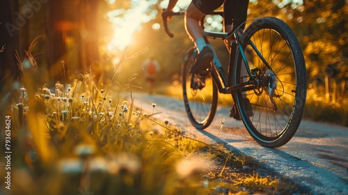 benefits of regular exercise for heart health with an image of a person cycling along a scenic path in the countryside, captured in high resolution to highlight vitality and movement. © RANA